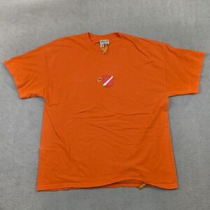 Pirana Joe T Shirt Mens XL Orange Cozumel Scuba Diver Flag Graphic Cotton Tee